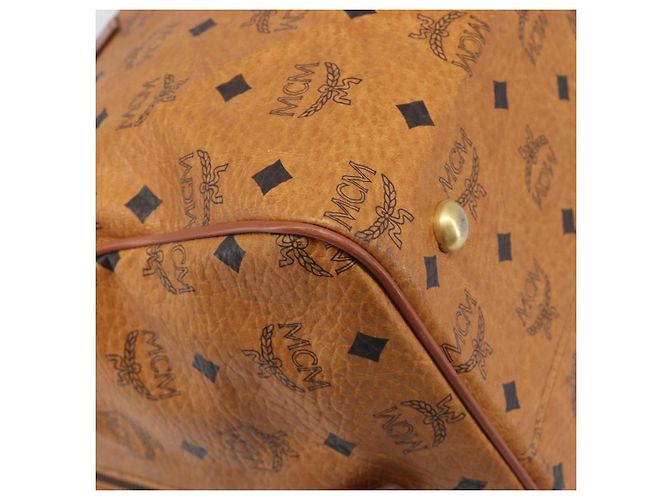 Borsa MCM Vicetos Boston Bag PVC Leather Brown Gold Tone Auth BA14989 Marrone - vista 13