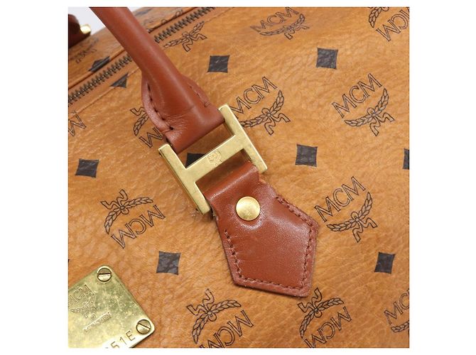 Borsa MCM Vicetos Boston Bag PVC Leather Brown Gold Tone Auth BA14989 Marrone - vista 14