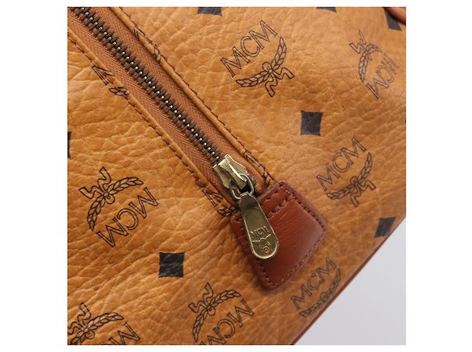 Borsa MCM Vicetos Boston Bag PVC Leather Brown Gold Tone Auth BA14989 Marrone - vista 16