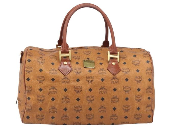 Borsa MCM Vicetos Boston Bag PVC Leather Brown Gold Tone Auth BA14989 Marrone - vista 2
