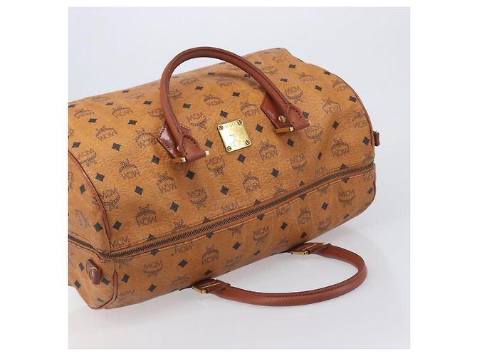 Borsa MCM Vicetos Boston Bag PVC Leather Brown Gold Tone Auth BA14989 Marrone - vista 6