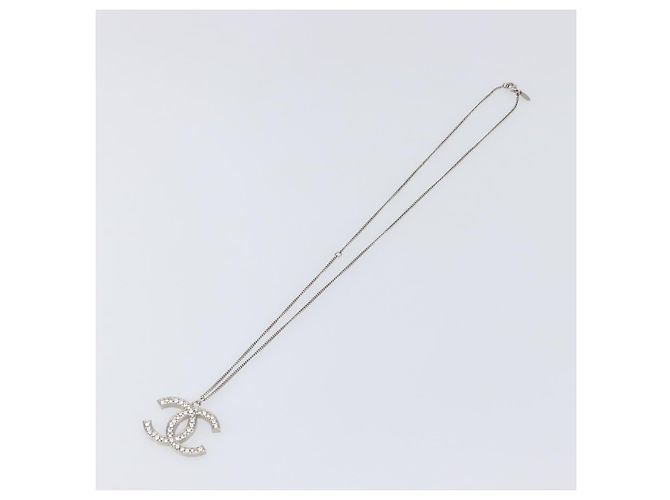 Collana CHANEL COCO Mark Stone metallo Silver CC Auth yk20721M Argento - vista 10