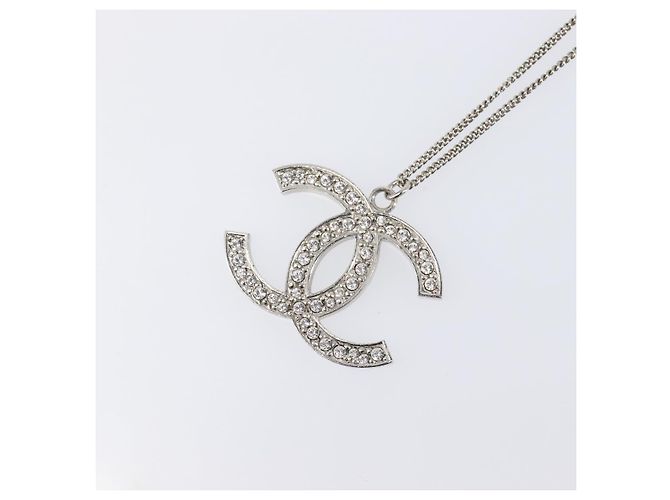 Collana CHANEL COCO Mark Stone metallo Silver CC Auth yk20721M Argento - vista 11