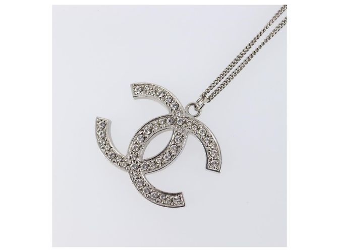 Collana CHANEL COCO Mark Stone metallo Silver CC Auth yk20721M Argento - vista 3