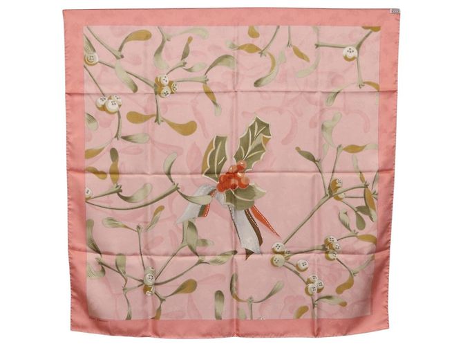 Hermès Foulard HERMES Carre90 Seta Rosa Verde Auth 192370M - vista 13