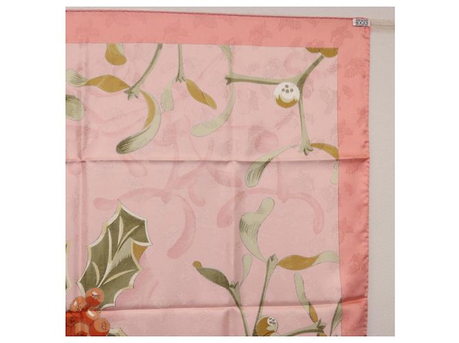 Hermès Foulard HERMES Carre90 Seta Rosa Verde Auth 192370M - vista 16