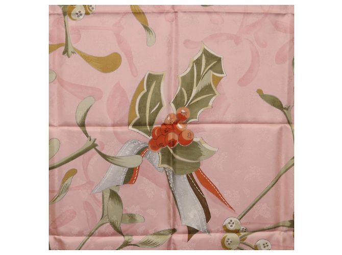 Hermès Foulard HERMES Carre90 Seta Rosa Verde Auth 192370M - vista 18