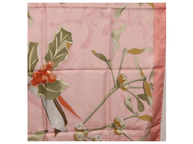 Hermès Foulard HERMES Carre90 Seta Rosa Verde Auth 192370M - vista 19