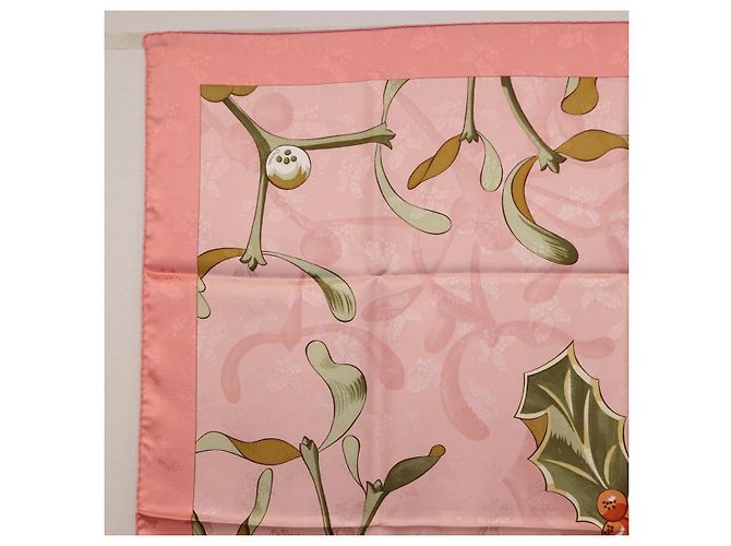 Hermès Foulard HERMES Carre90 Seta Rosa Verde Auth 192370M - vista 2