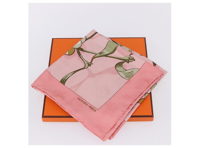 Hermès Foulard HERMES Carre90 Seta Rosa Verde Auth 192370M - vista 24