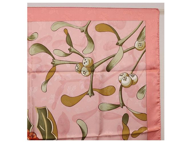 Hermès Foulard HERMES Carre90 Seta Rosa Verde Auth 192370M - vista 4