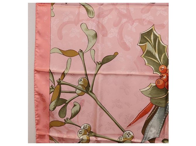 Hermès Foulard HERMES Carre90 Seta Rosa Verde Auth 192370M - vista 5
