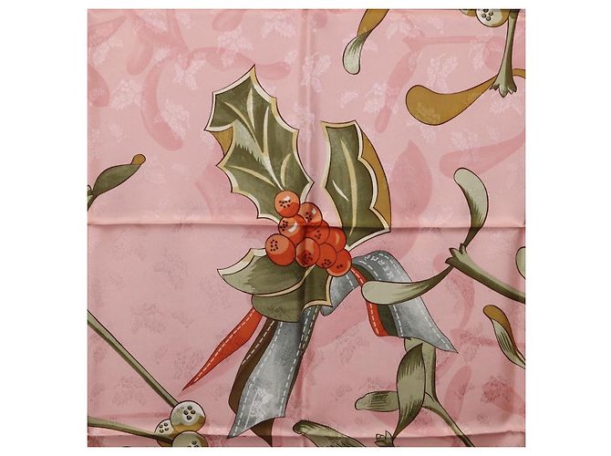 Hermès Foulard HERMES Carre90 Seta Rosa Verde Auth 192370M - vista 6