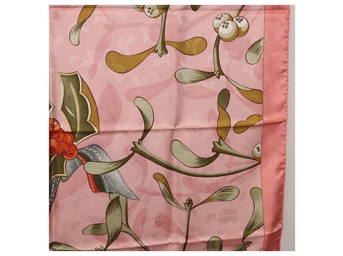 Hermès Foulard HERMES Carre90 Seta Rosa Verde Auth 192370M - vista 7