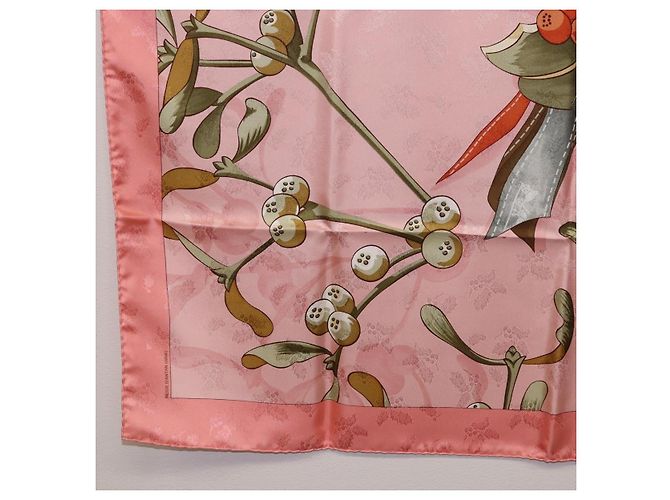 Hermès Foulard HERMES Carre90 Seta Rosa Verde Auth 192370M - vista 8