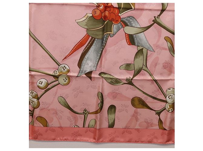 Hermès Foulard HERMES Carre90 Seta Rosa Verde Auth 192370M - vista 9