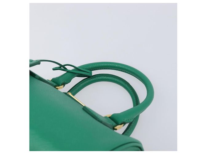 Saffiano Borsa a mano PRADA in pelle Safiano 2way Verde Oro Auth 198602SAV D'oro - vista 14