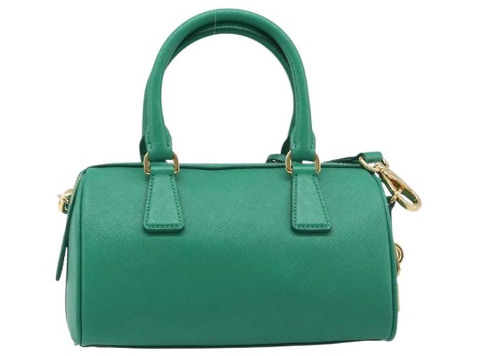 Saffiano Borsa a mano PRADA in pelle Safiano 2way Verde Oro Auth 198602SAV D'oro - vista 2