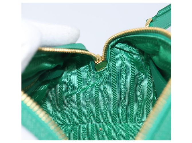 Saffiano Borsa a mano PRADA in pelle Safiano 2way Verde Oro Auth 198602SAV D'oro - vista 24
