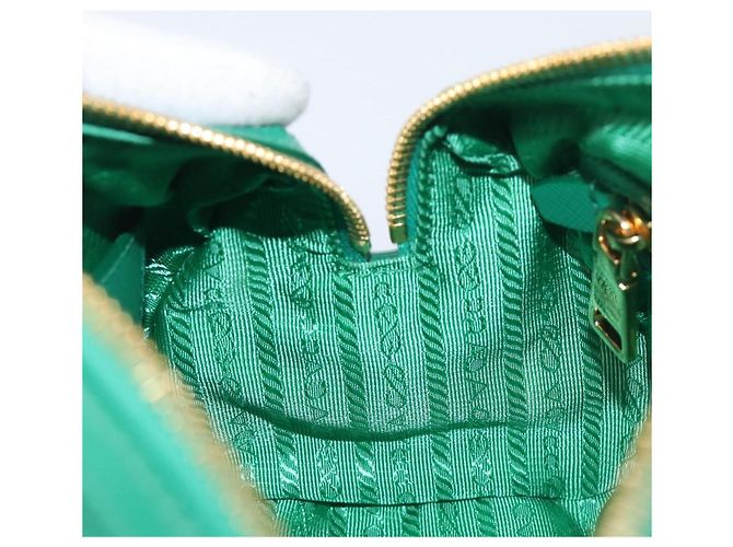 Saffiano Borsa a mano PRADA in pelle Safiano 2way Verde Oro Auth 198602SAV D'oro - vista 25