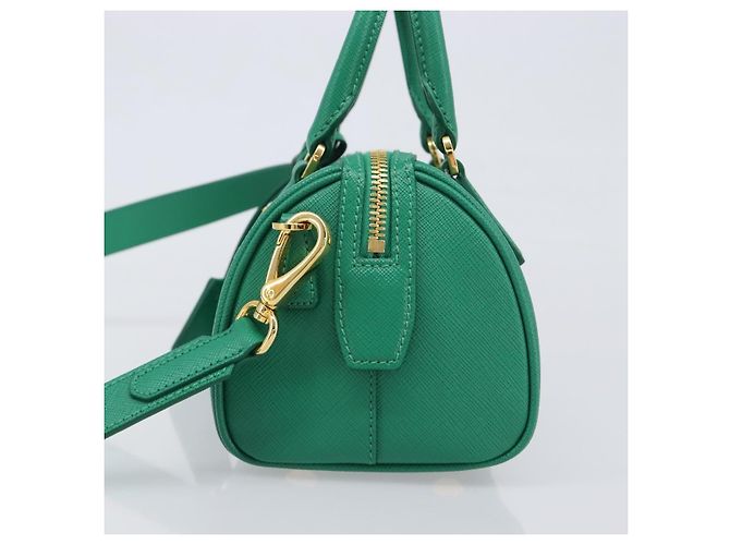 Saffiano Borsa a mano PRADA in pelle Safiano 2way Verde Oro Auth 198602SAV D'oro - vista 3