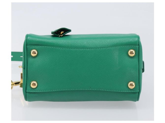 Saffiano Borsa a mano PRADA in pelle Safiano 2way Verde Oro Auth 198602SAV D'oro - vista 5