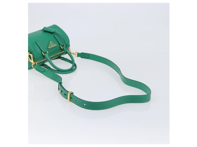 Saffiano Borsa a mano PRADA in pelle Safiano 2way Verde Oro Auth 198602SAV D'oro - vista 8