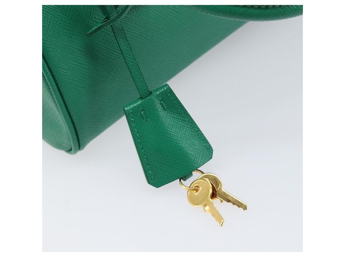 Saffiano Borsa a mano PRADA in pelle Safiano 2way Verde Oro Auth 198602SAV D'oro - vista 9