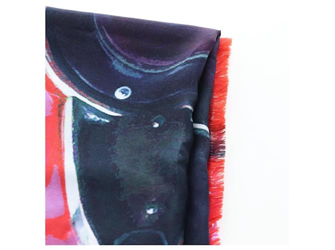 Sciarpa CHANEL COCO Silk Purple CC Auth 196740V Porpora - vista 8
