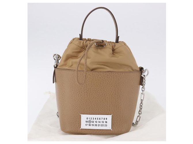 Maison Martin Margiela Maison Margiela Borsa a tracolla con catena in pelle 2way Beige Silver Auth am12335M Argento - vista 12