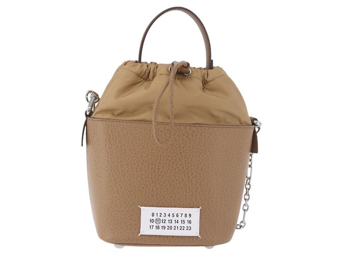 Maison Martin Margiela Maison Margiela Borsa a tracolla con catena in pelle 2way Beige Silver Auth am12335M Argento - vista 13
