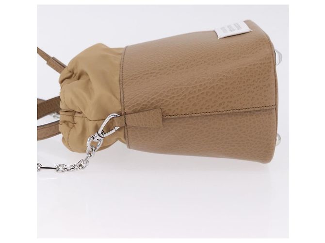 Maison Martin Margiela Maison Margiela Borsa a tracolla con catena in pelle 2way Beige Silver Auth am12335M Argento - vista 4