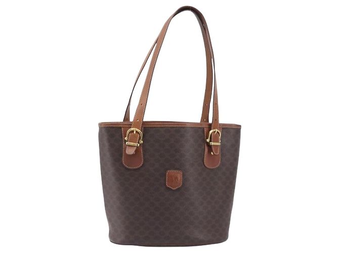 Céline Borsa a Mano CELINE Macadam PVC Pelle Marrone Tono Oro Auth ep15677 - vista 13