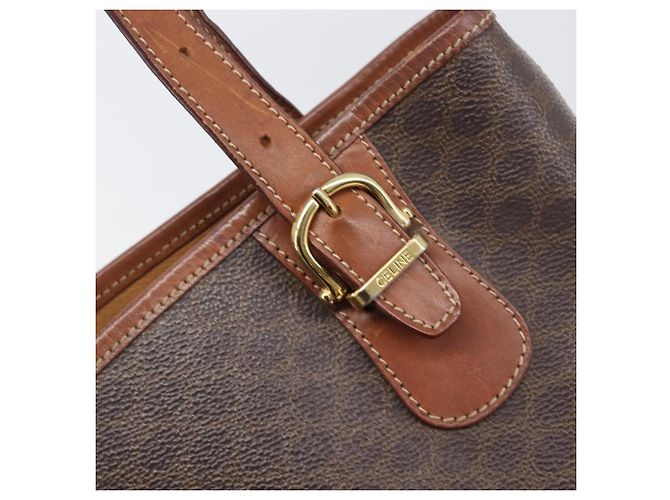 Céline Borsa a Mano CELINE Macadam PVC Pelle Marrone Tono Oro Auth ep15677 - vista 17