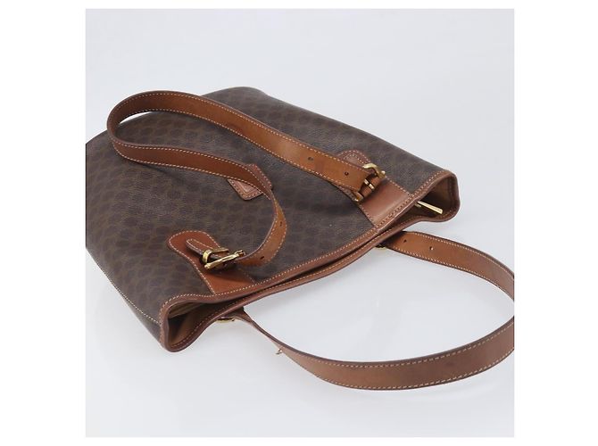Céline Borsa a Mano CELINE Macadam PVC Pelle Marrone Tono Oro Auth ep15677 - vista 6