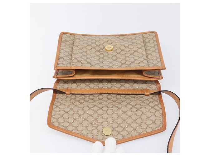 Céline Borsa a Tracolla CELINE Macadam PVC Pelle Beige Tono Oro Auth ep15726 - vista 15