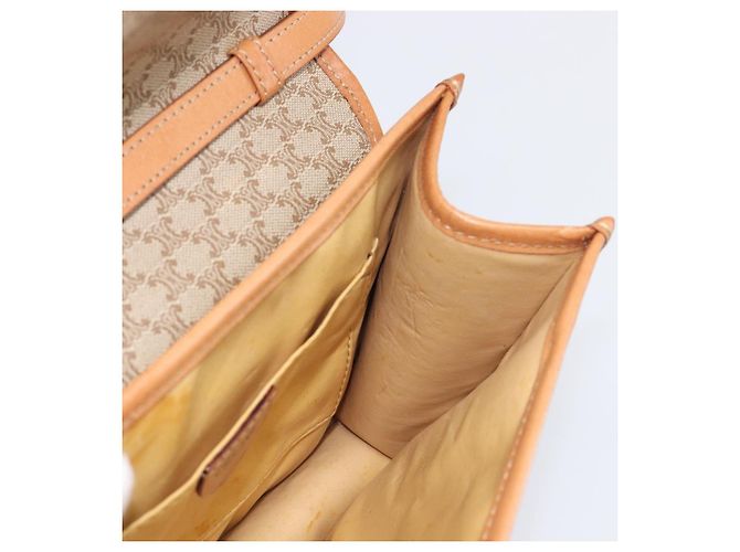 Céline Borsa a Tracolla CELINE Macadam PVC Pelle Beige Tono Oro Auth ep15726 - vista 18
