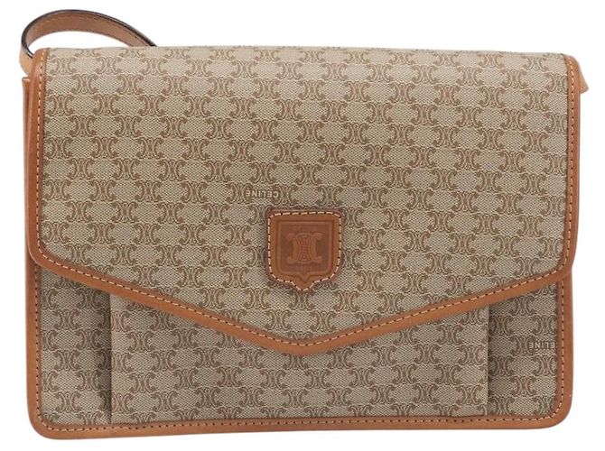 Céline Borsa a Tracolla CELINE Macadam PVC Pelle Beige Tono Oro Auth ep15726 - vista 2