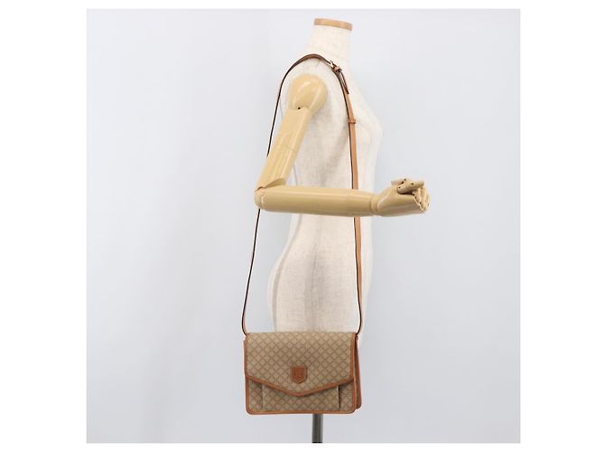 Céline Borsa a Tracolla CELINE Macadam PVC Pelle Beige Tono Oro Auth ep15726 - vista 22