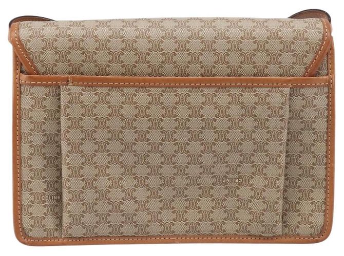 Céline Borsa a Tracolla CELINE Macadam PVC Pelle Beige Tono Oro Auth ep15726 - vista 3
