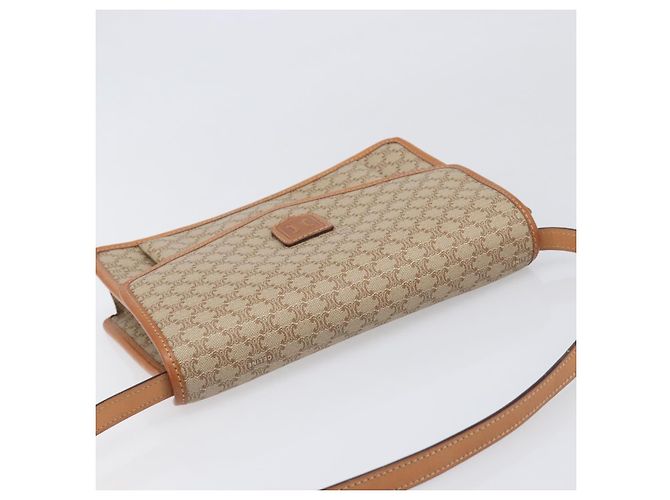 Céline Borsa a Tracolla CELINE Macadam PVC Pelle Beige Tono Oro Auth ep15726 - vista 6