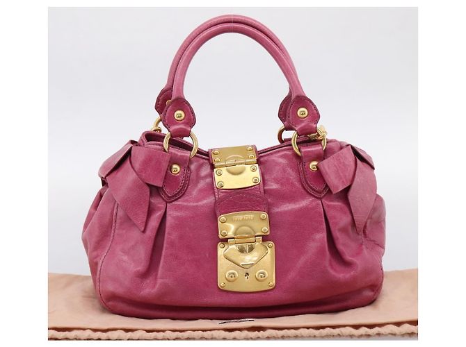 Borsa a mano Miu Miu Vitellolux 2way Pink Gold Auth 199159M Rosa D'oro - vista 12