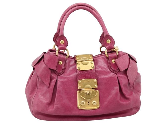 Borsa a mano Miu Miu Vitellolux 2way Pink Gold Auth 199159M Rosa D'oro - vista 13