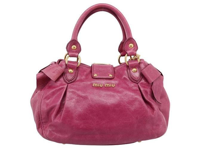 Borsa a mano Miu Miu Vitellolux 2way Pink Gold Auth 199159M Rosa D'oro - vista 2