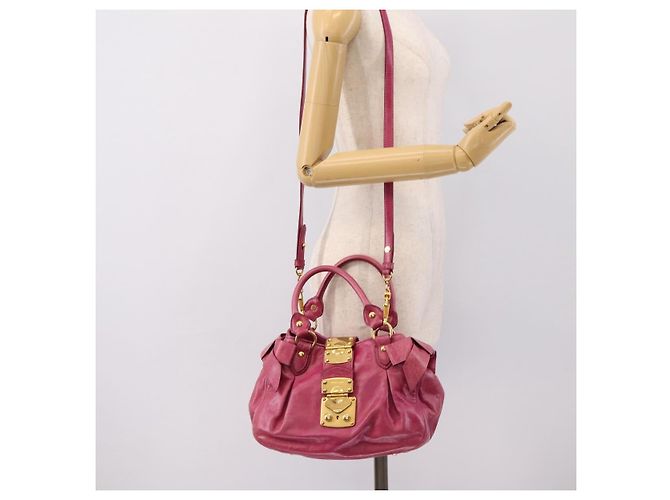Borsa a mano Miu Miu Vitellolux 2way Pink Gold Auth 199159M Rosa D'oro - vista 24