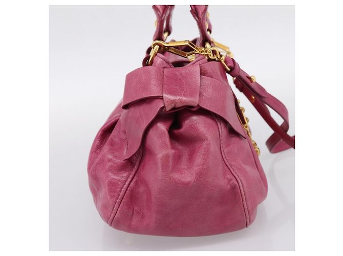 Borsa a mano Miu Miu Vitellolux 2way Pink Gold Auth 199159M Rosa D'oro - vista 3