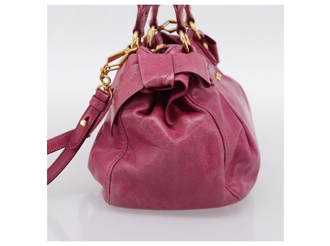 Borsa a mano Miu Miu Vitellolux 2way Pink Gold Auth 199159M Rosa D'oro - vista 4