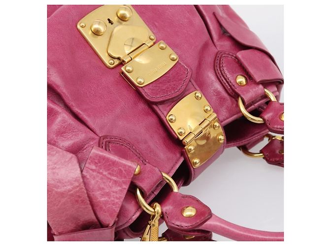 Borsa a mano Miu Miu Vitellolux 2way Pink Gold Auth 199159M Rosa D'oro - vista 6