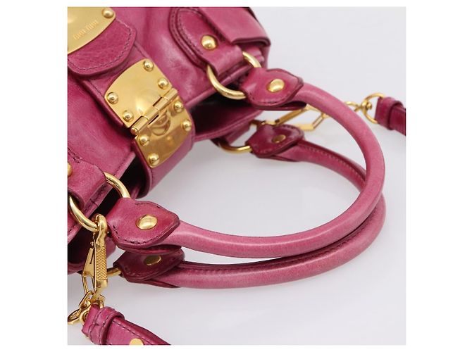 Borsa a mano Miu Miu Vitellolux 2way Pink Gold Auth 199159M Rosa D'oro - vista 7