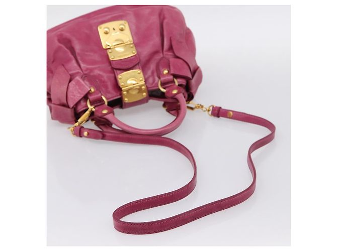 Borsa a mano Miu Miu Vitellolux 2way Pink Gold Auth 199159M Rosa D'oro - vista 8